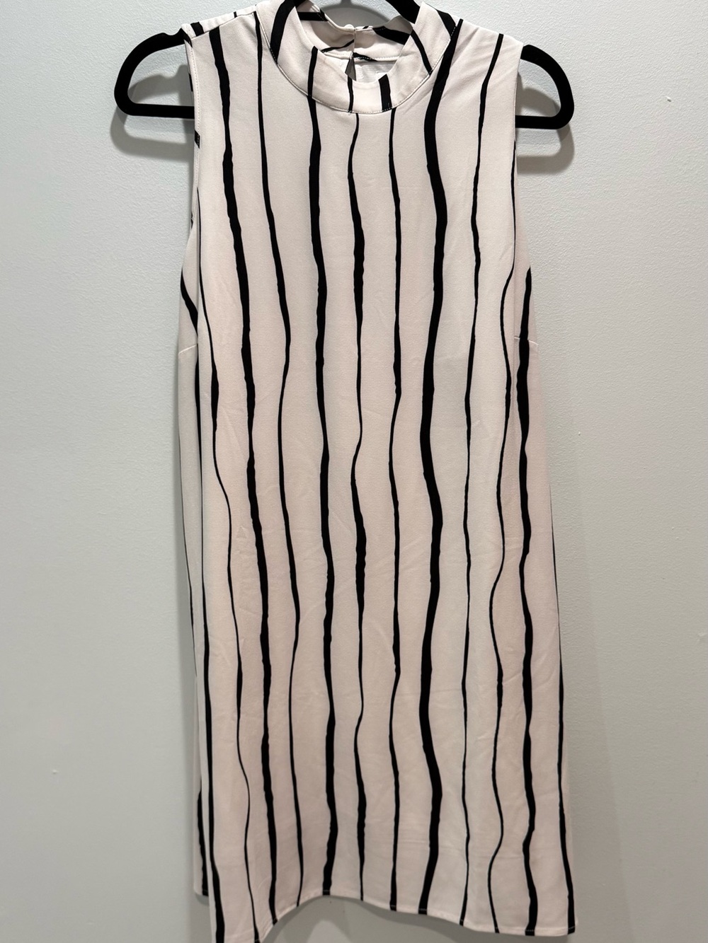 Mud Pie Black & White Striped Sleeveless Dress High Neck NWOT Size Large